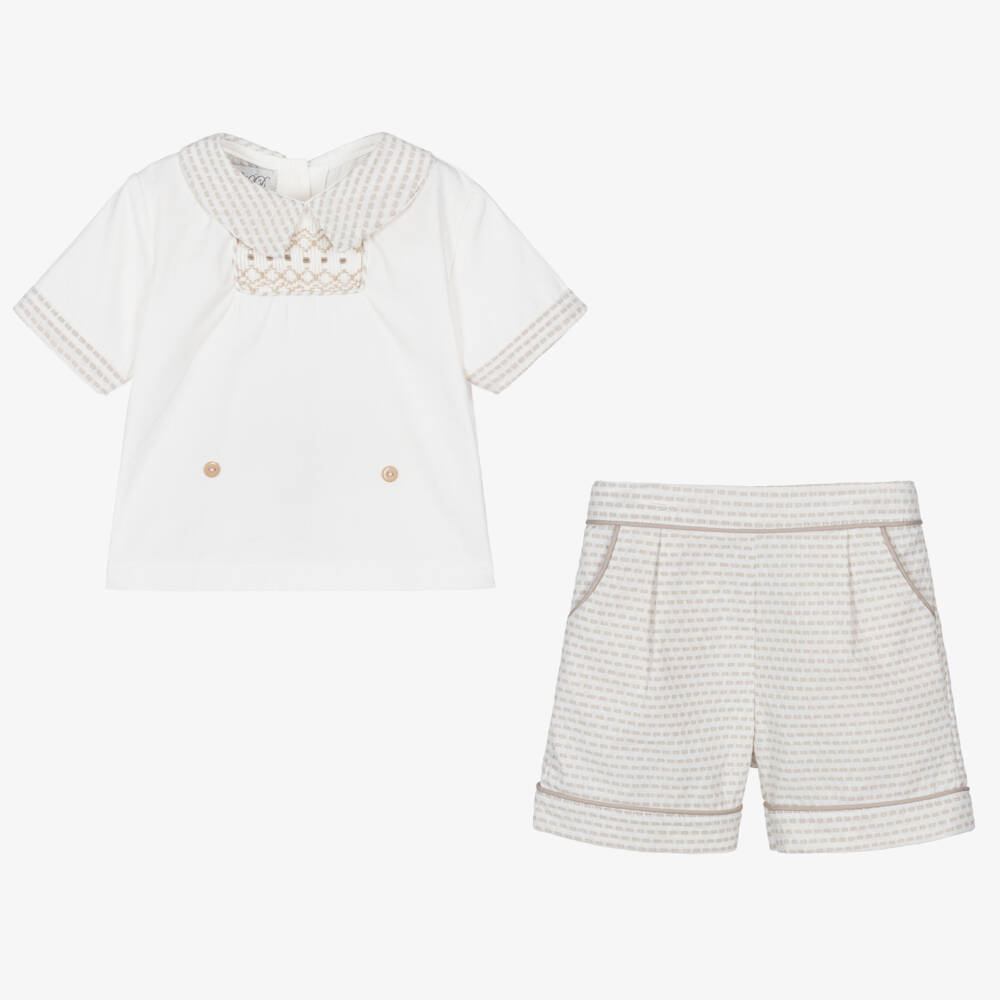 Beau KiD-Boys Beige & Ivory Cotton Ensemble | Childrensalon Outlet
