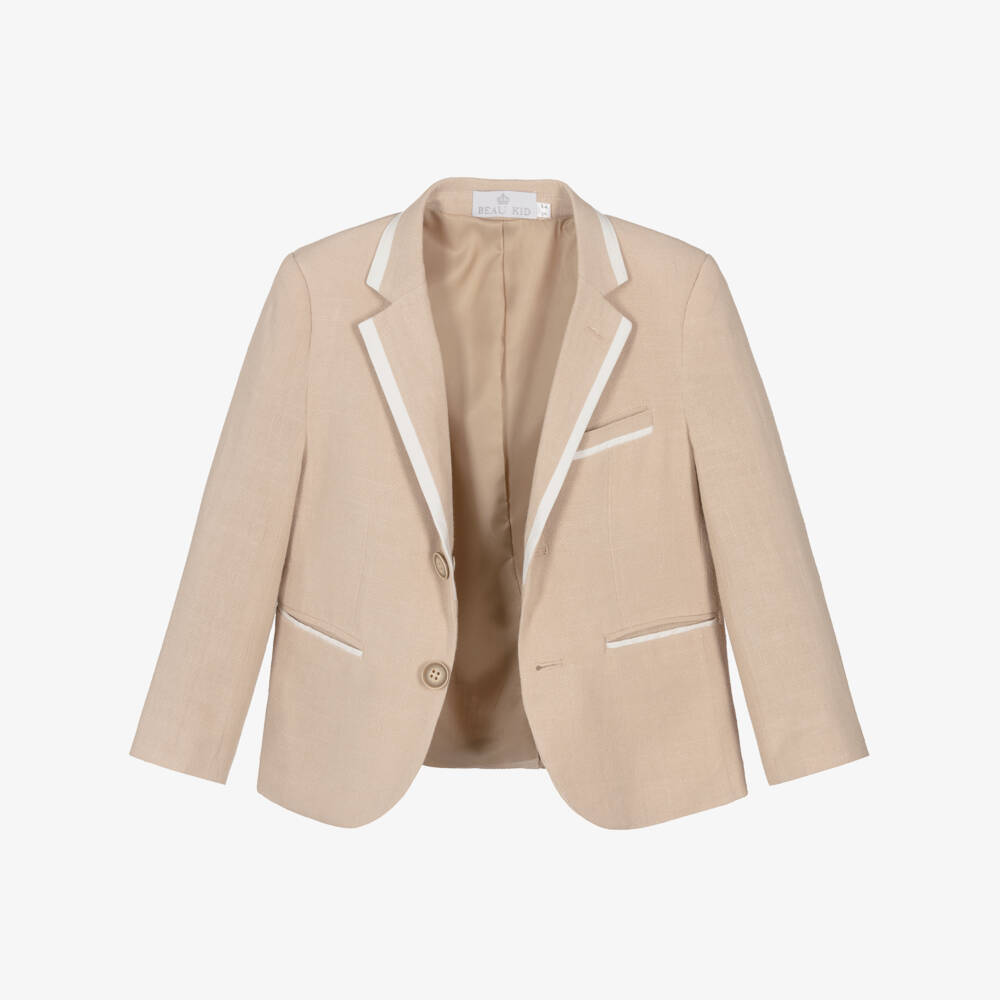 Beau KiD-Boys Beige Linen Shorts Suit | Childrensalon Outlet