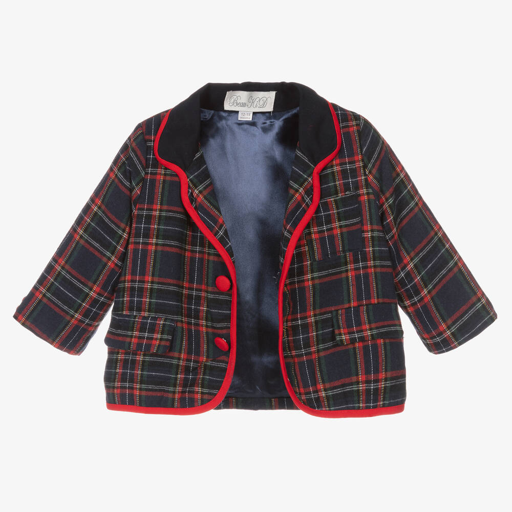 Beau KiD-Синий костюм в клетку из 3 предметов | Childrensalon Outlet