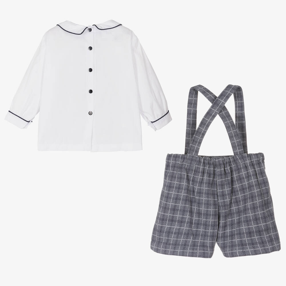 Beau KiD-Boys Blue Check Shorts Set | Childrensalon Outlet