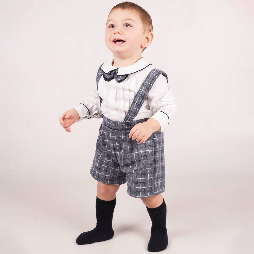 Beau KiD-Boys Blue Check Shorts Set | Childrensalon Outlet