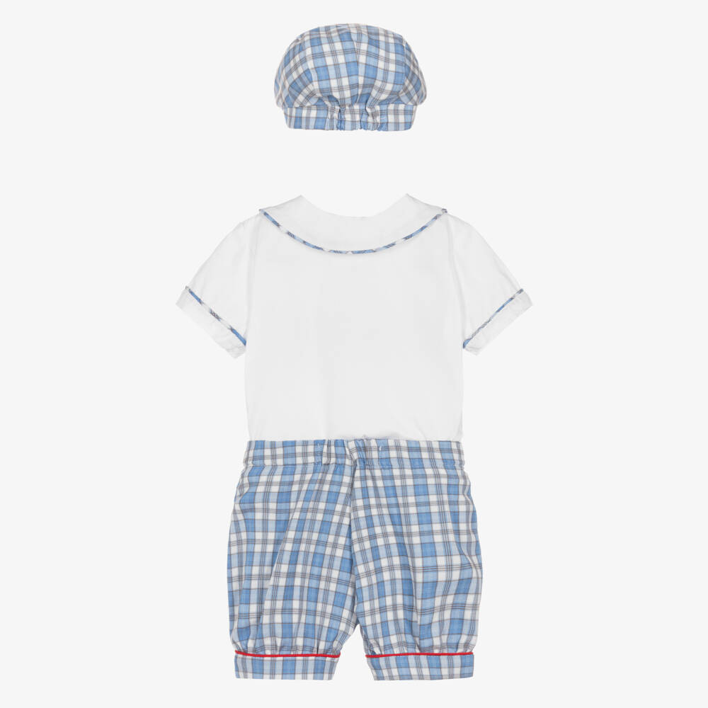 Beau KiD-Boys Blue Checkered Shorts Ensemble | Childrensalon Outlet