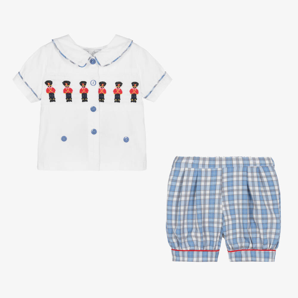 Beau KiD-Boys Blue Checkered Shorts Ensemble | Childrensalon Outlet