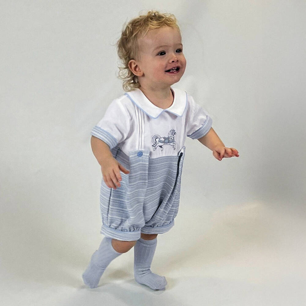Beau KiD-Boys Blue Cotton Riding Shortie | Childrensalon Outlet