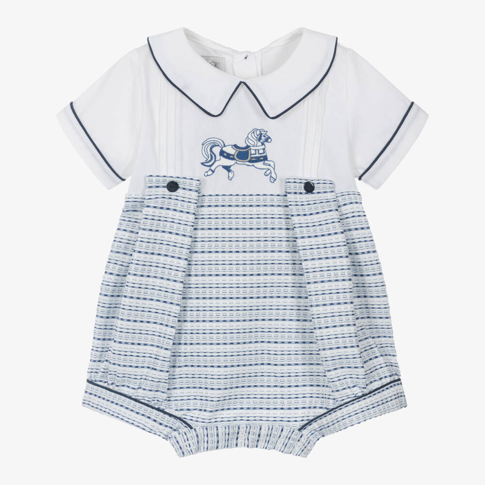 Beau KiD-Boys Blue Cotton Riding Shortie | Childrensalon Outlet