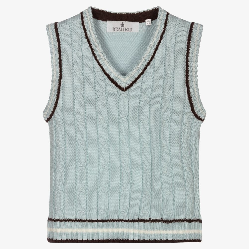 Beau KiD - Boys Blue Knitted Slipover | Childrensalon