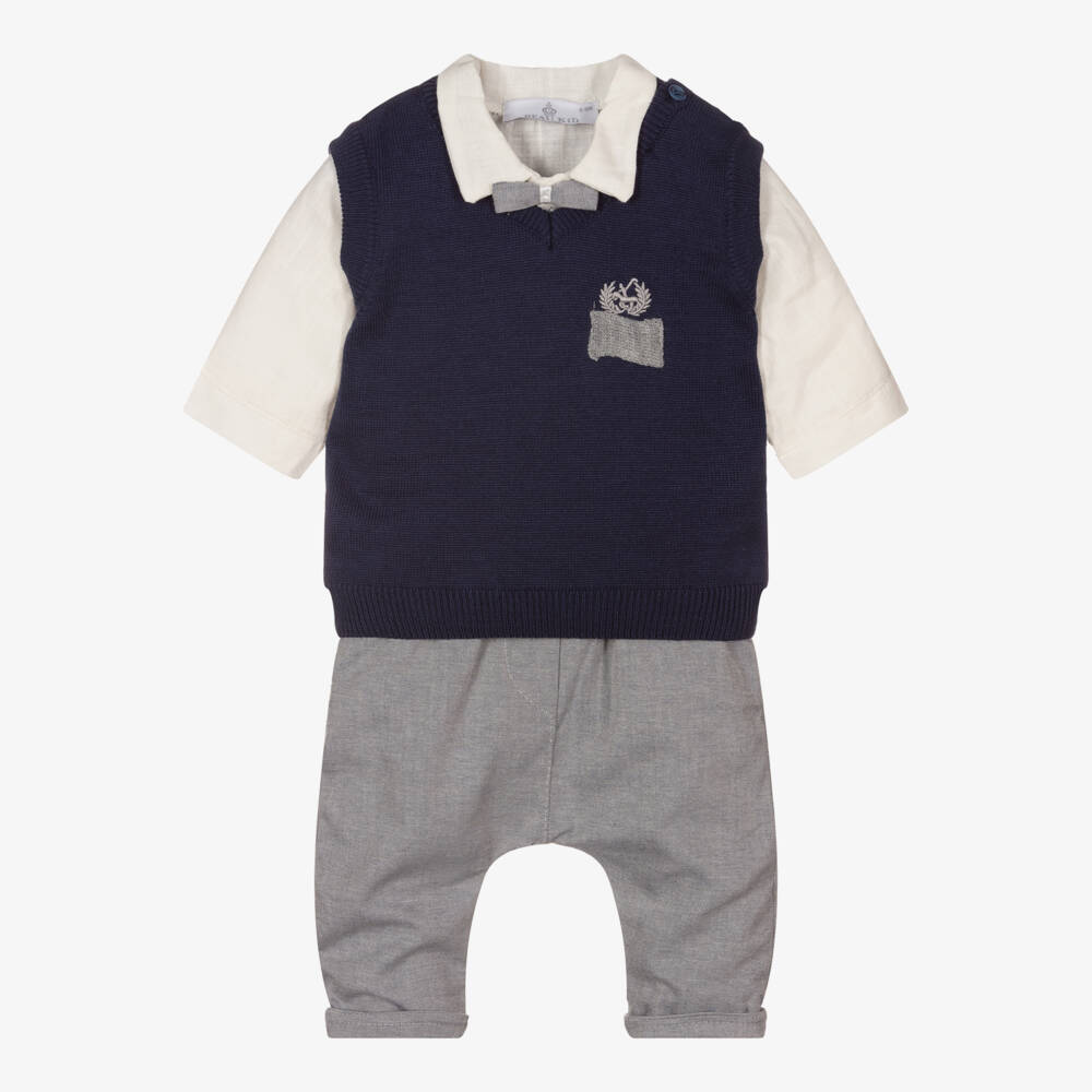 Beau KiD-طقم بنطلون محبوك أزرق للأولاد | Childrensalon Outlet