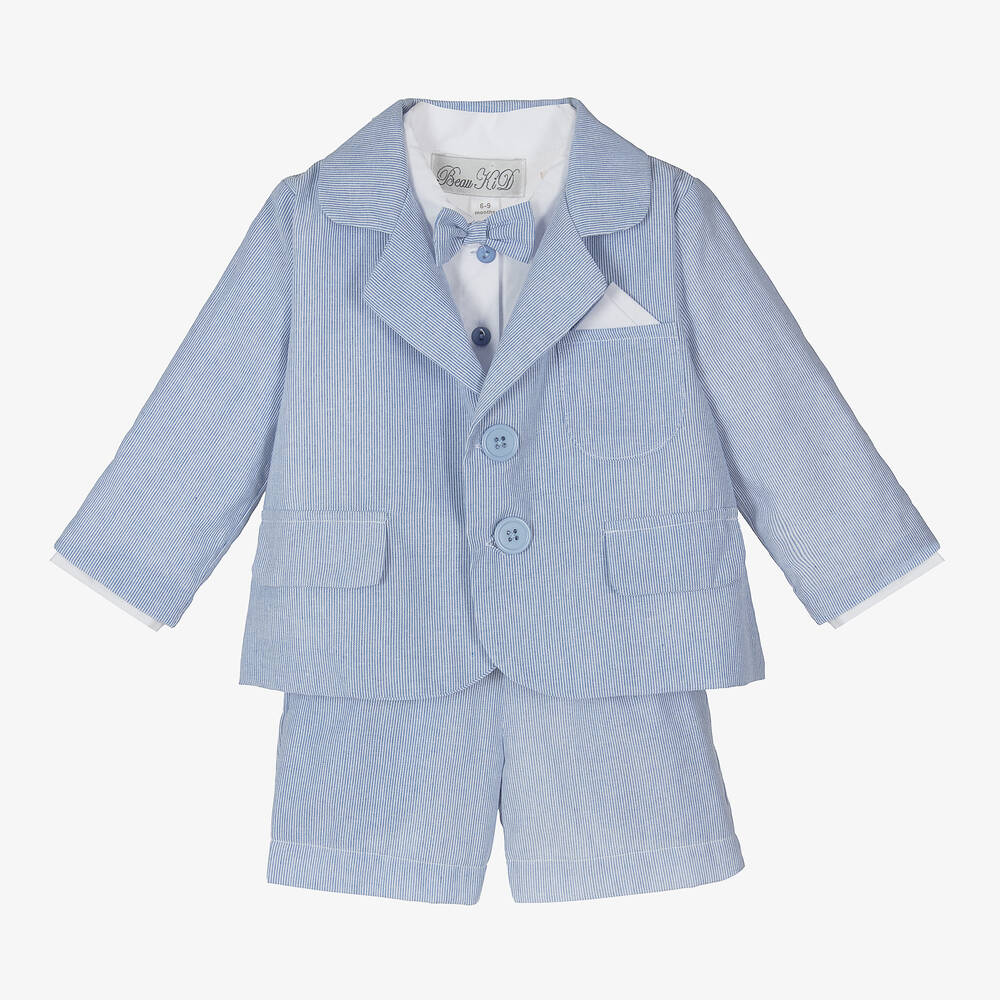 Beau KiD - Boys Blue Pinstripe 3 Piece Suit | Childrensalon