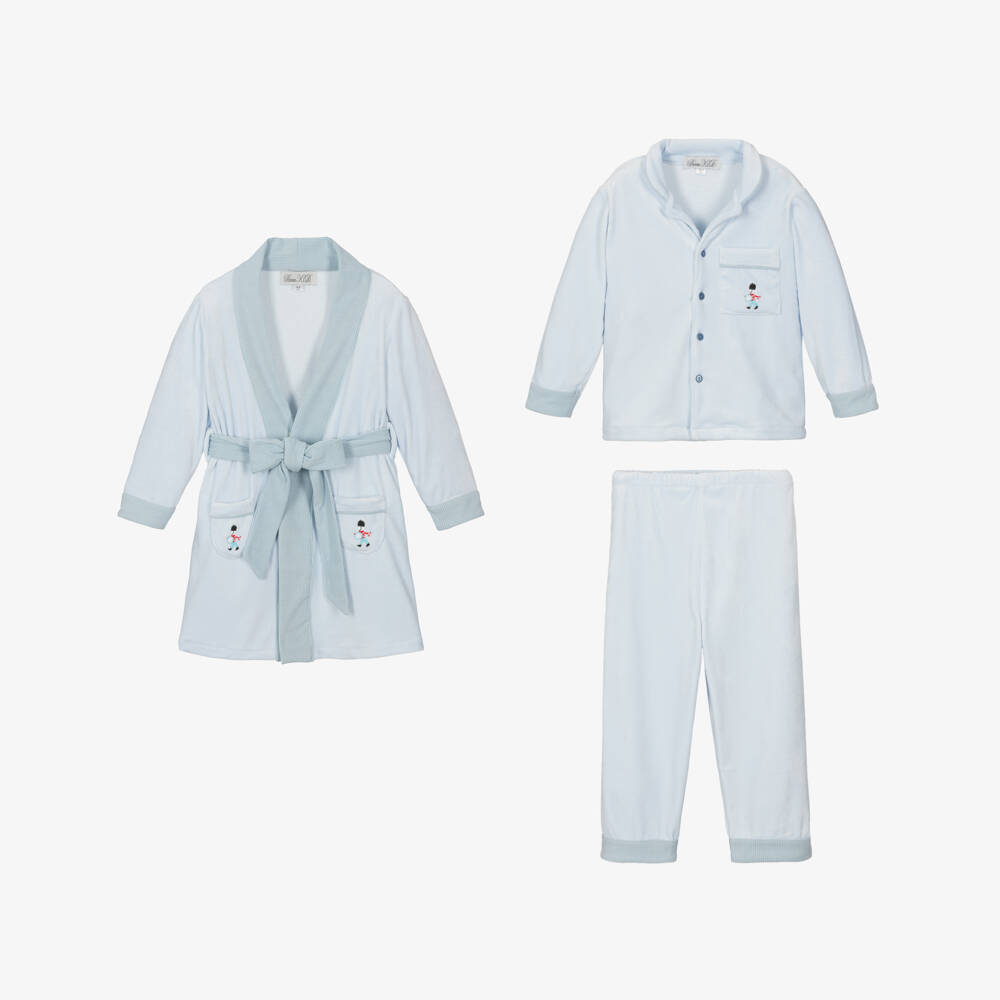Beau KiD-Boys Blue Pyjamas & Dressing Gown Set | Childrensalon Outlet