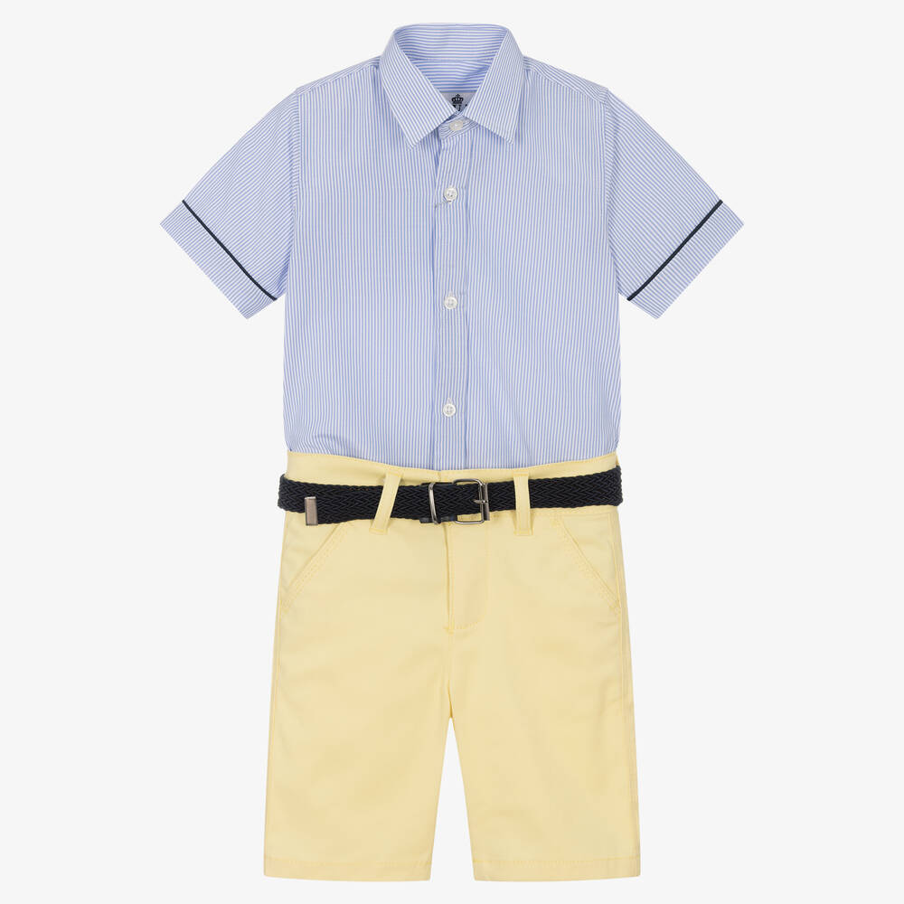 Beau KiD - Ensemble short jaune et bleu rayé | Childrensalon