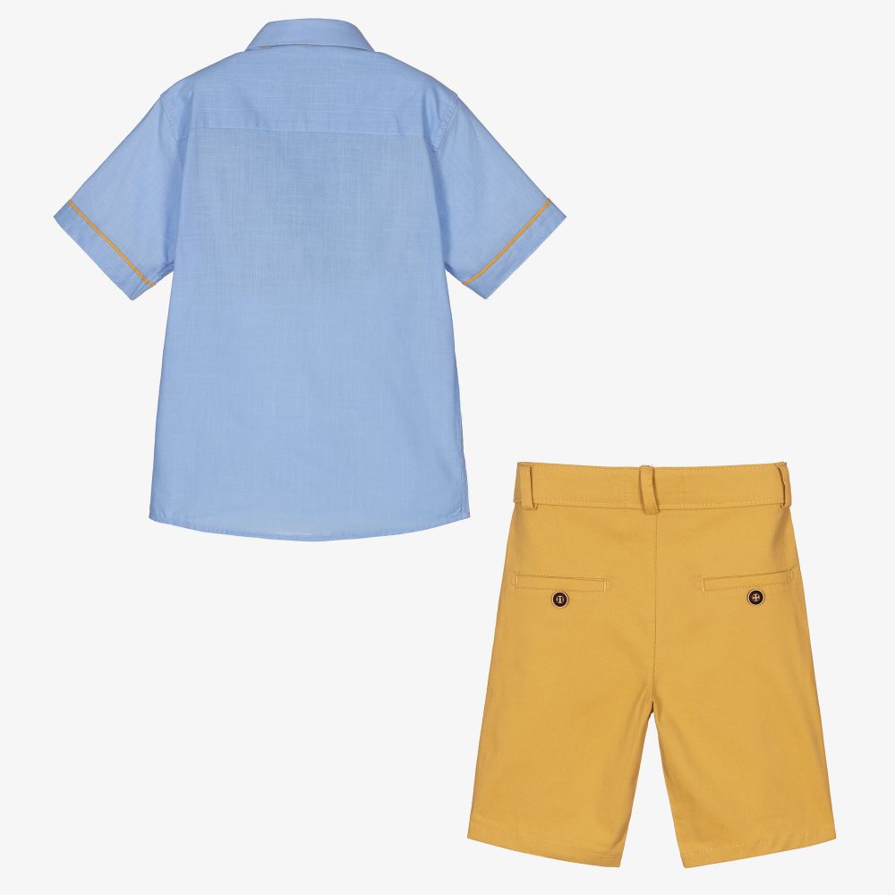 Beau KiD-Boys Blue & Yellow Shorts Set | Childrensalon Outlet