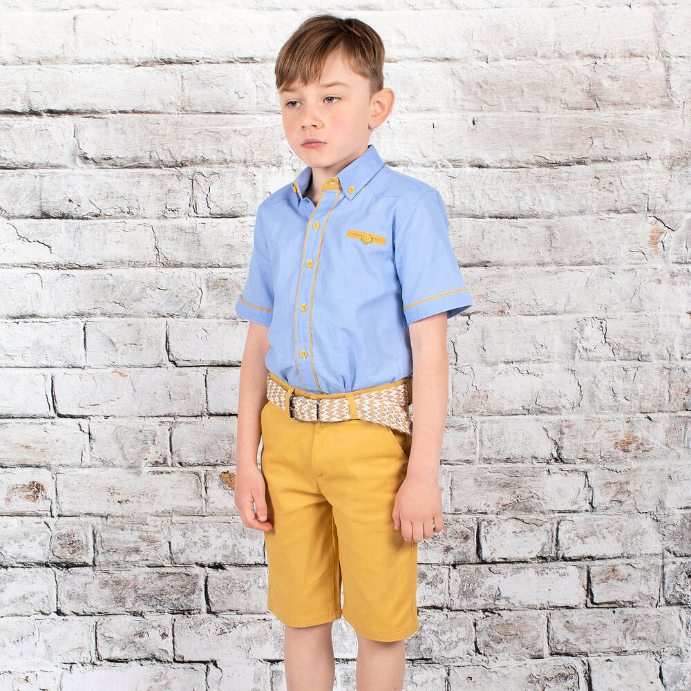 Beau KiD-Boys Blue & Yellow Shorts Set | Childrensalon Outlet