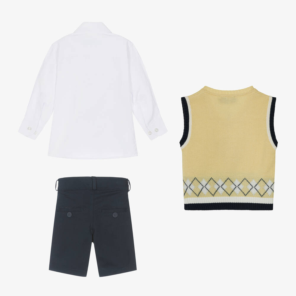 Beau KiD-Boys Blue & Yellow Shorts Set | Childrensalon Outlet