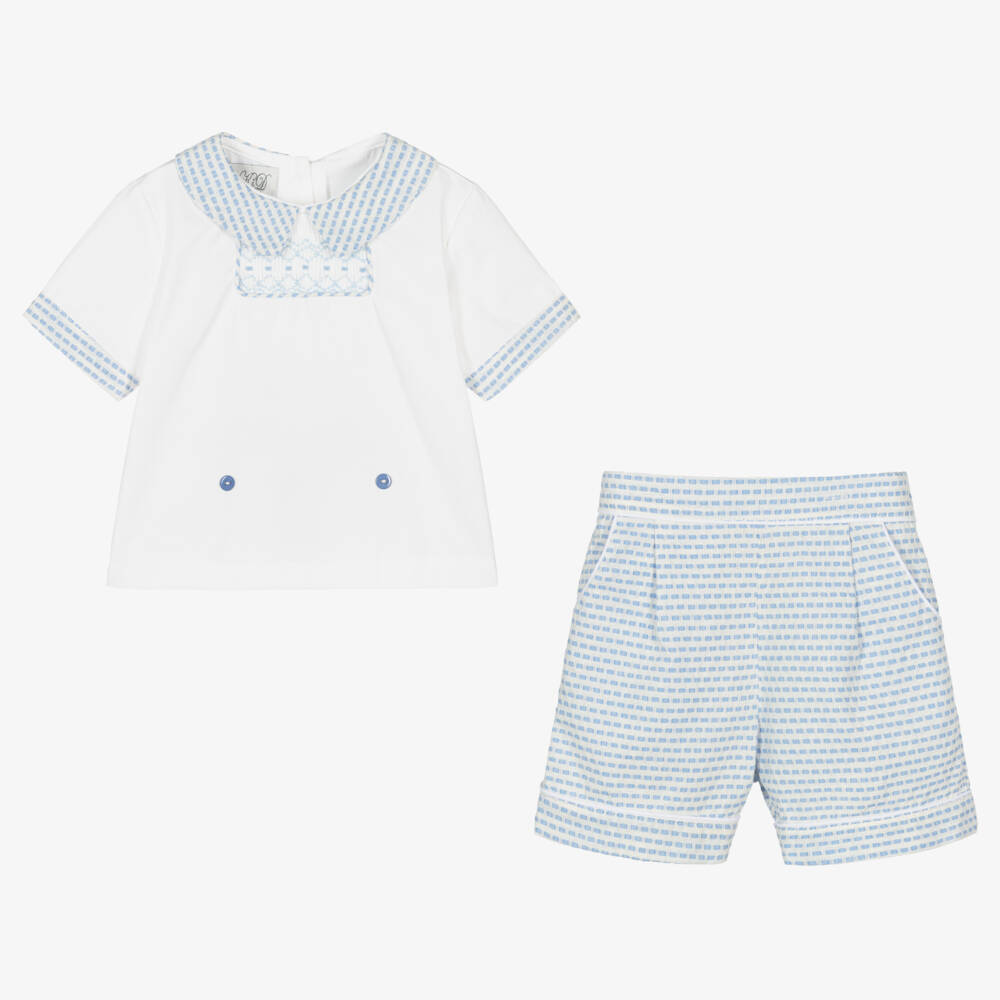 Beau KiD-طقم كلاسيكي أزرق وأبيض للأولاد | Childrensalon Outlet