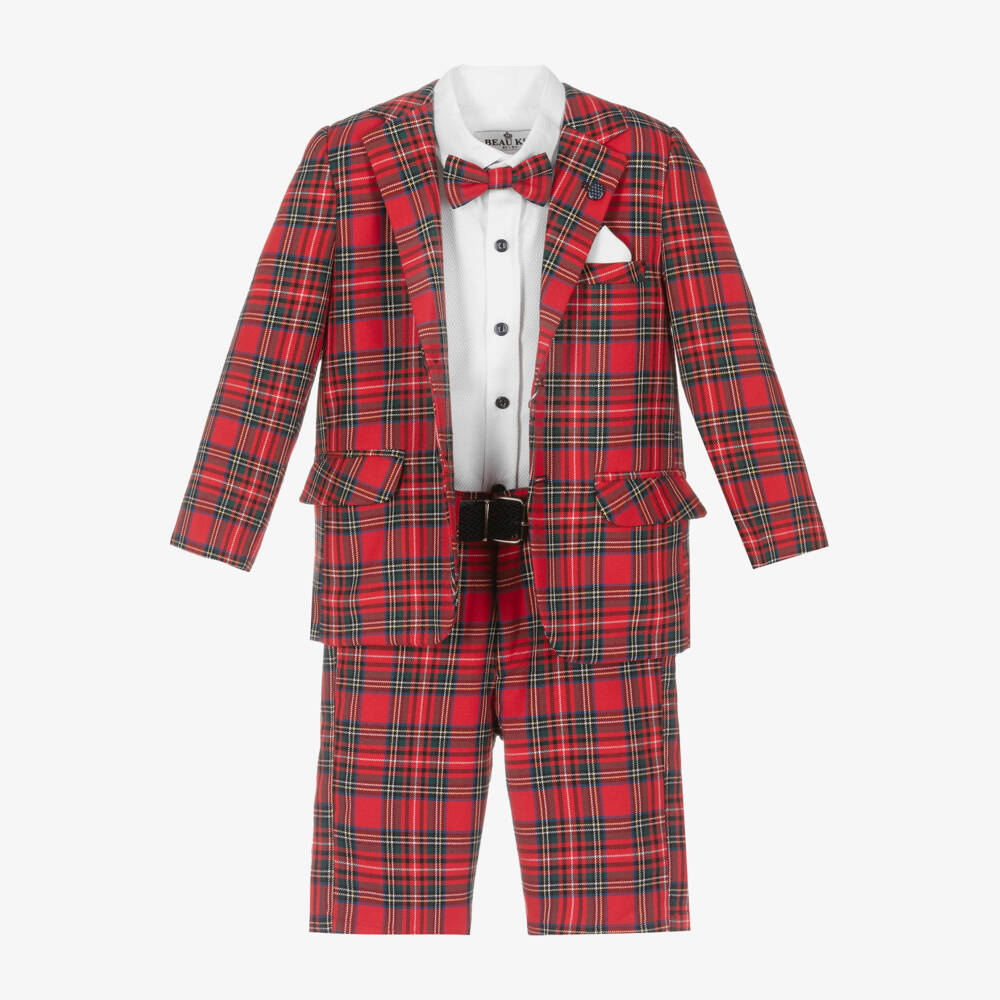 Beau KiD-Boys Classic Red Plaid Ensemble | Childrensalon Outlet