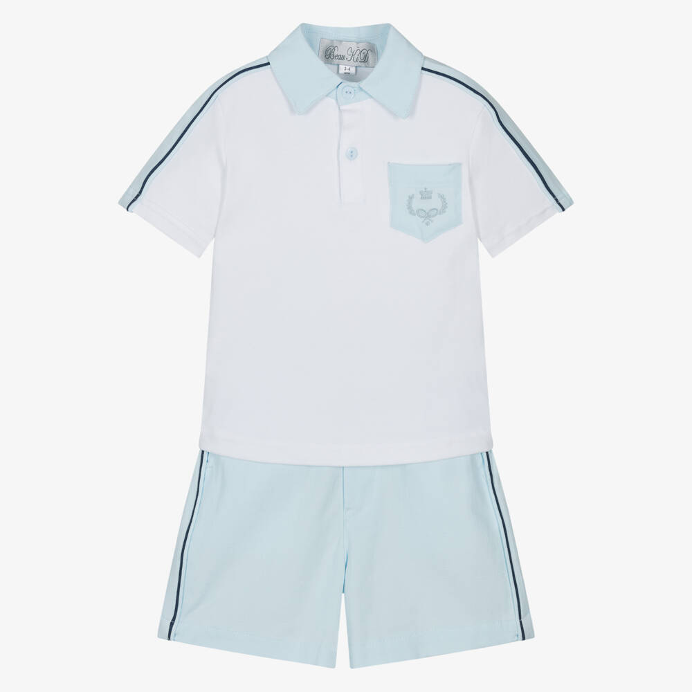 Beau KiD-Boys Cool Blue Cotton Set | Childrensalon Outlet