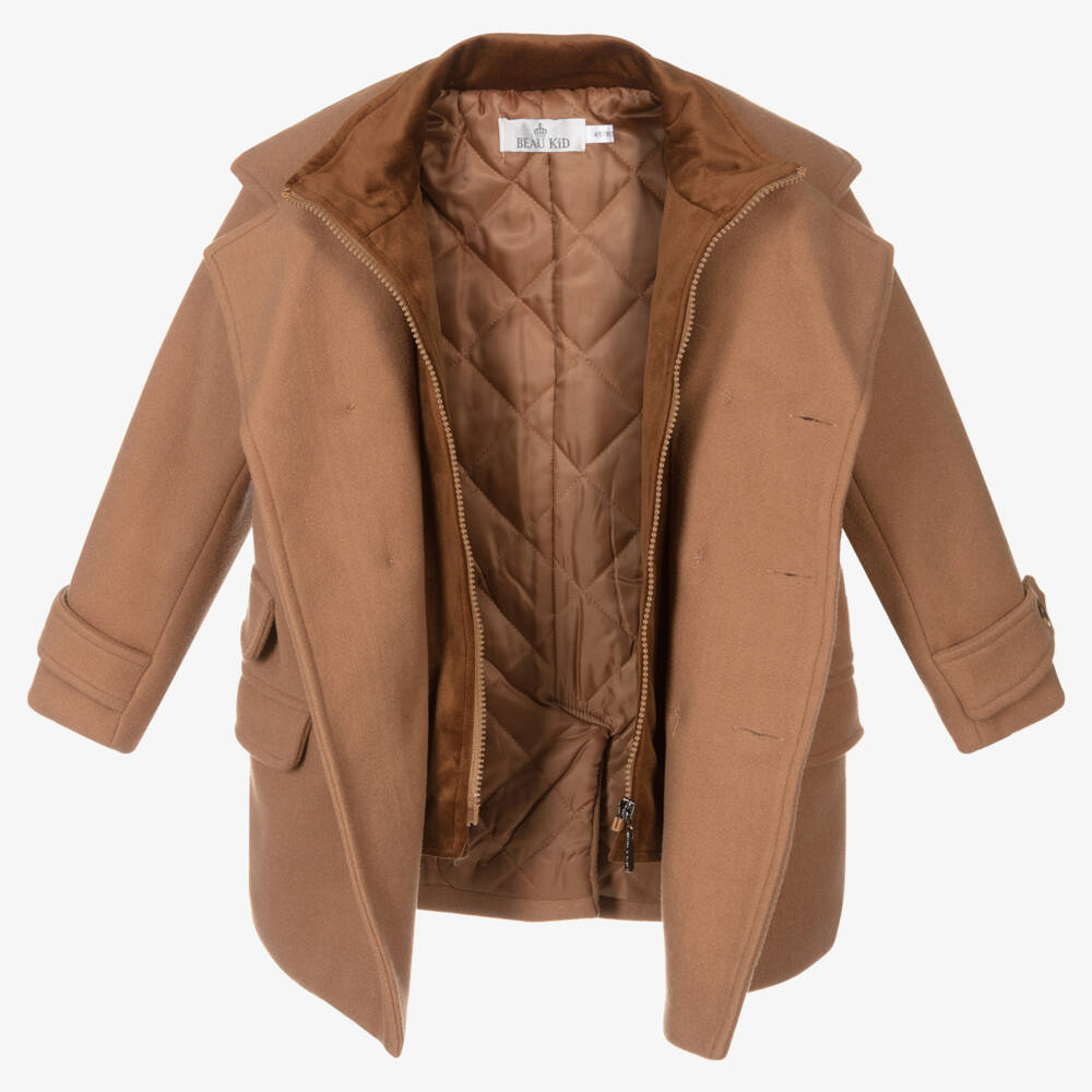 Beau KiD-Классическое бежевое пальто и кепка для мальчиков | Childrensalon Outlet