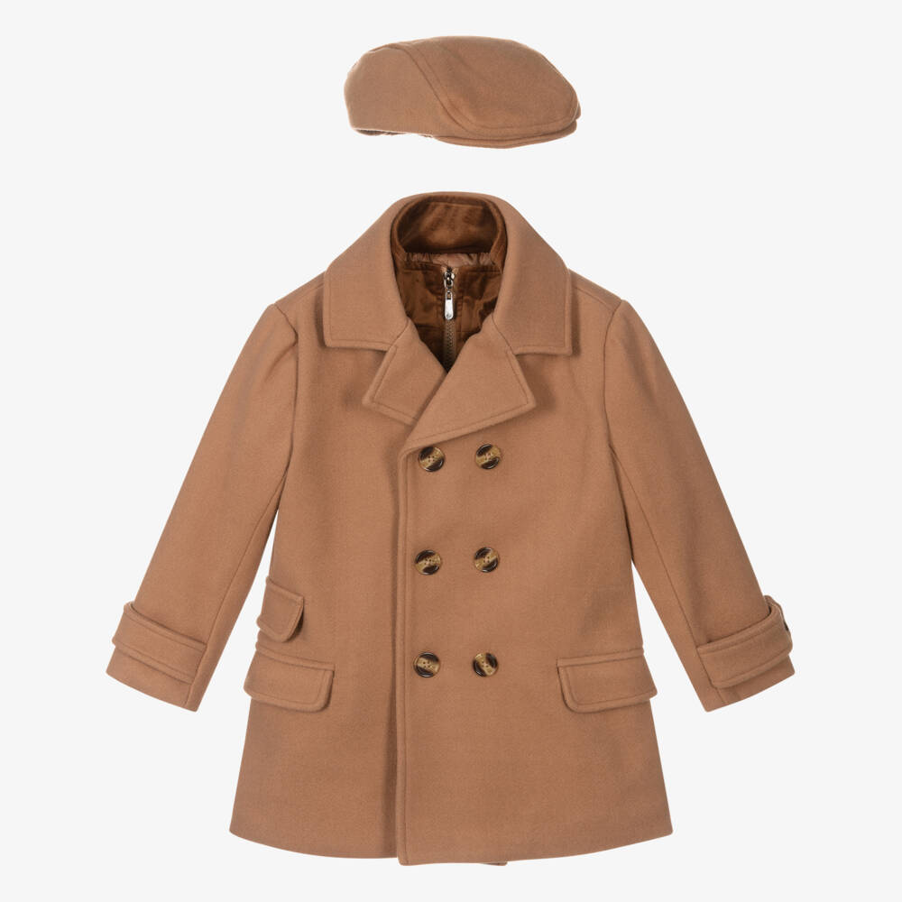 Beau KiD-Классическое бежевое пальто и кепка для мальчиков | Childrensalon Outlet