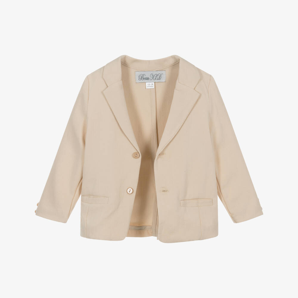 Beau KiD-Boys Elegant Beige Linen Ensemble | Childrensalon Outlet
