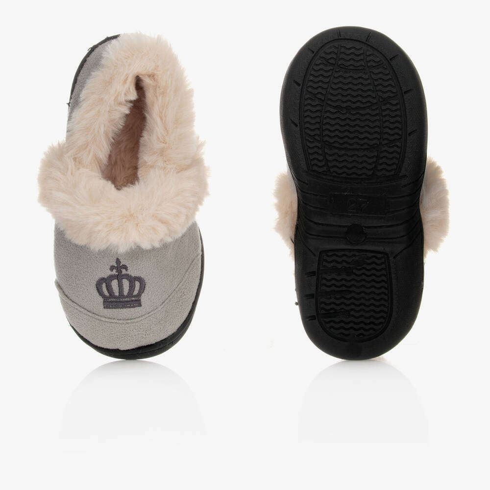 Beau KiD-Boys Grey Slippers | Childrensalon Outlet