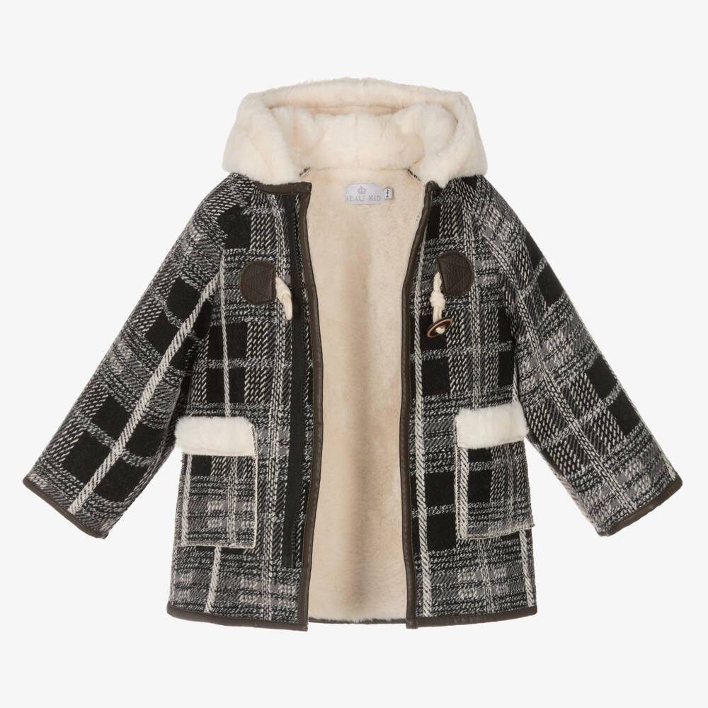 Beau KiD-معطف بهودي كاروهات لون أسود وعاجي للأولاد | Childrensalon Outlet