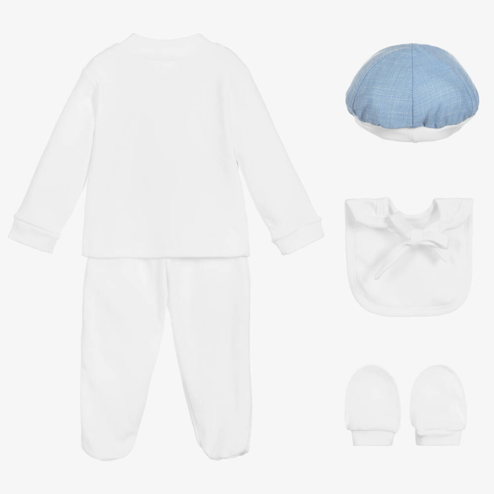 Beau KiD-Boys Ivory & Blue Babysuit Set | Childrensalon Outlet
