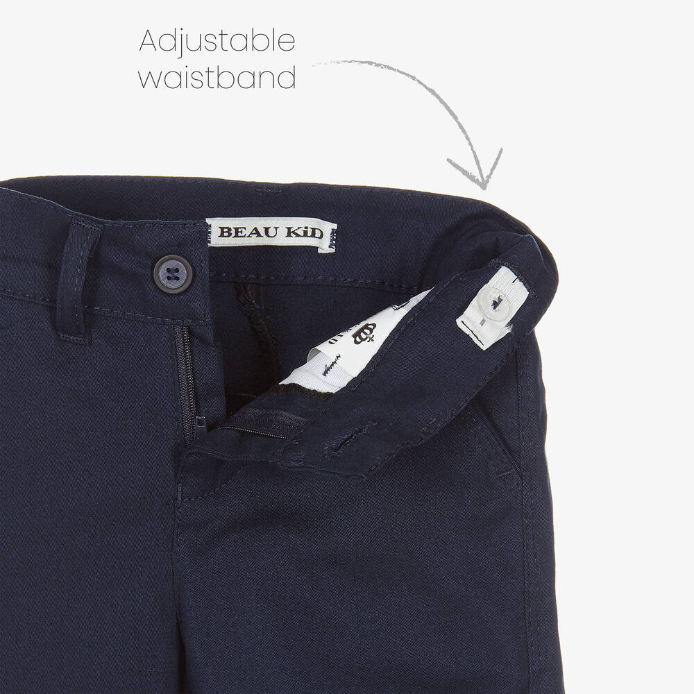 Beau KiD-Boys Ivory Shirt & Navy Blue Shorts Set | Childrensalon Outlet