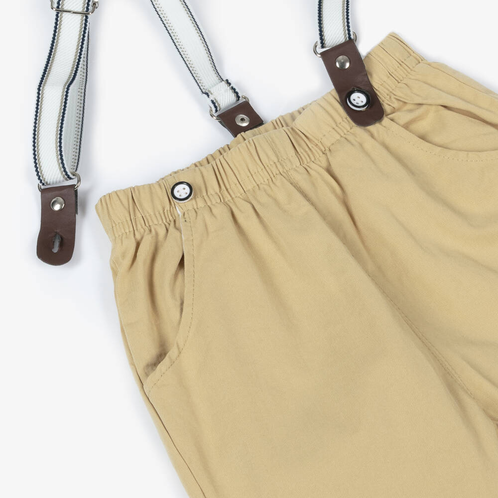 Beau KiD-Boys Ivory Shirt & Tan Trousers Set | Childrensalon Outlet