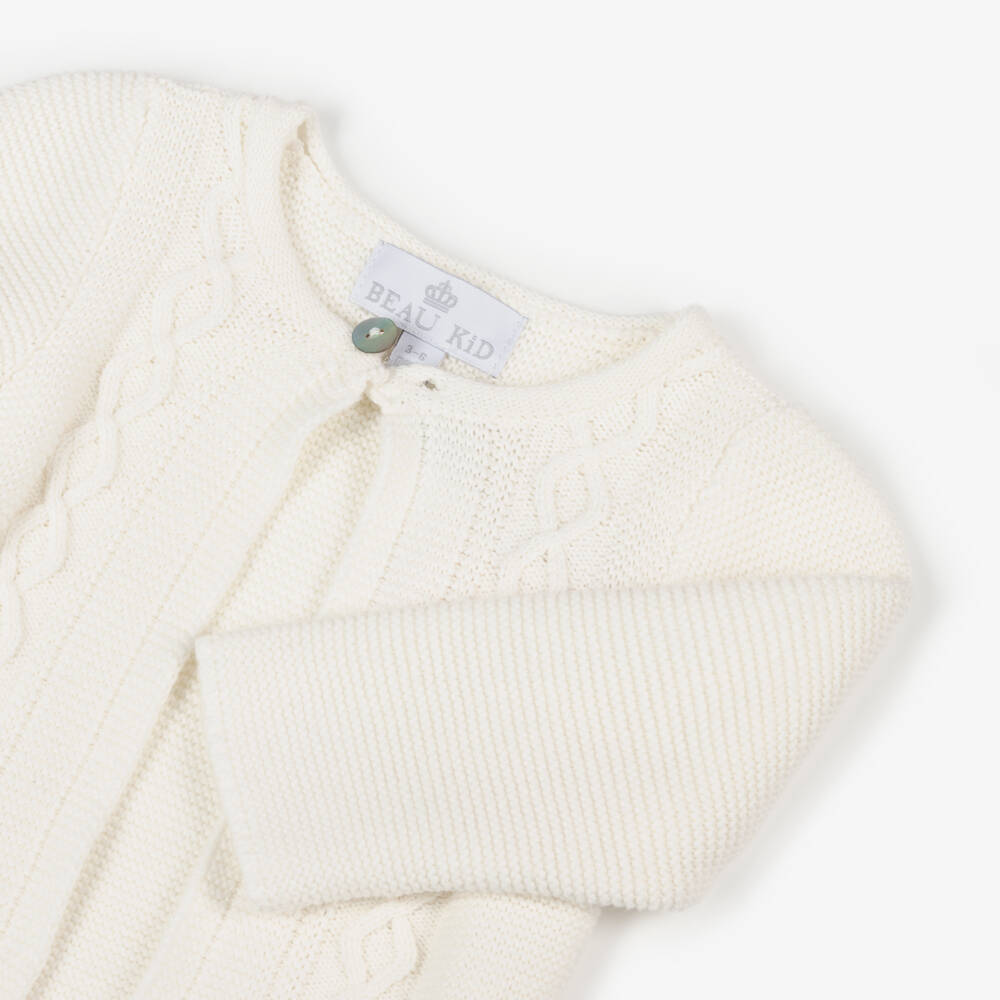 Beau KiD-Boys Ivory Soft Cotton Knit Cardigan | Childrensalon Outlet