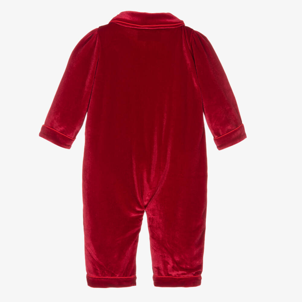 Beau KiD-Boys Luxurious Red Velvet Romper | Childrensalon Outlet