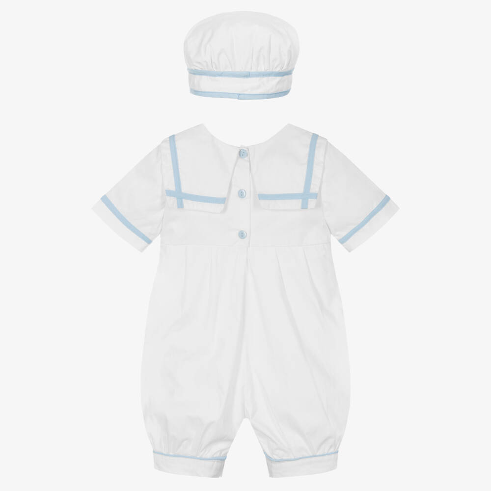 Beau KiD-Boys Nautical White & Blue Shortie Set | Childrensalon Outlet