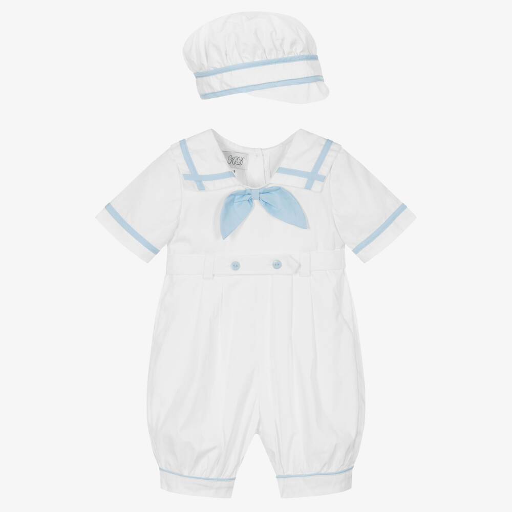 Beau KiD-Boys Nautical White & Blue Shortie Set | Childrensalon Outlet