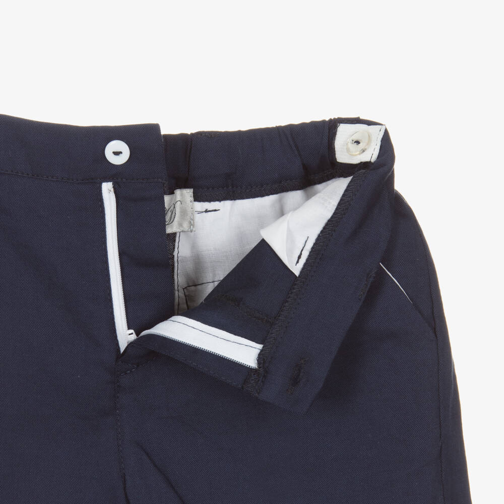 Beau KiD-Boys Navy Blue Slip-Over & Cotton Shorts Set | Childrensalon Outlet