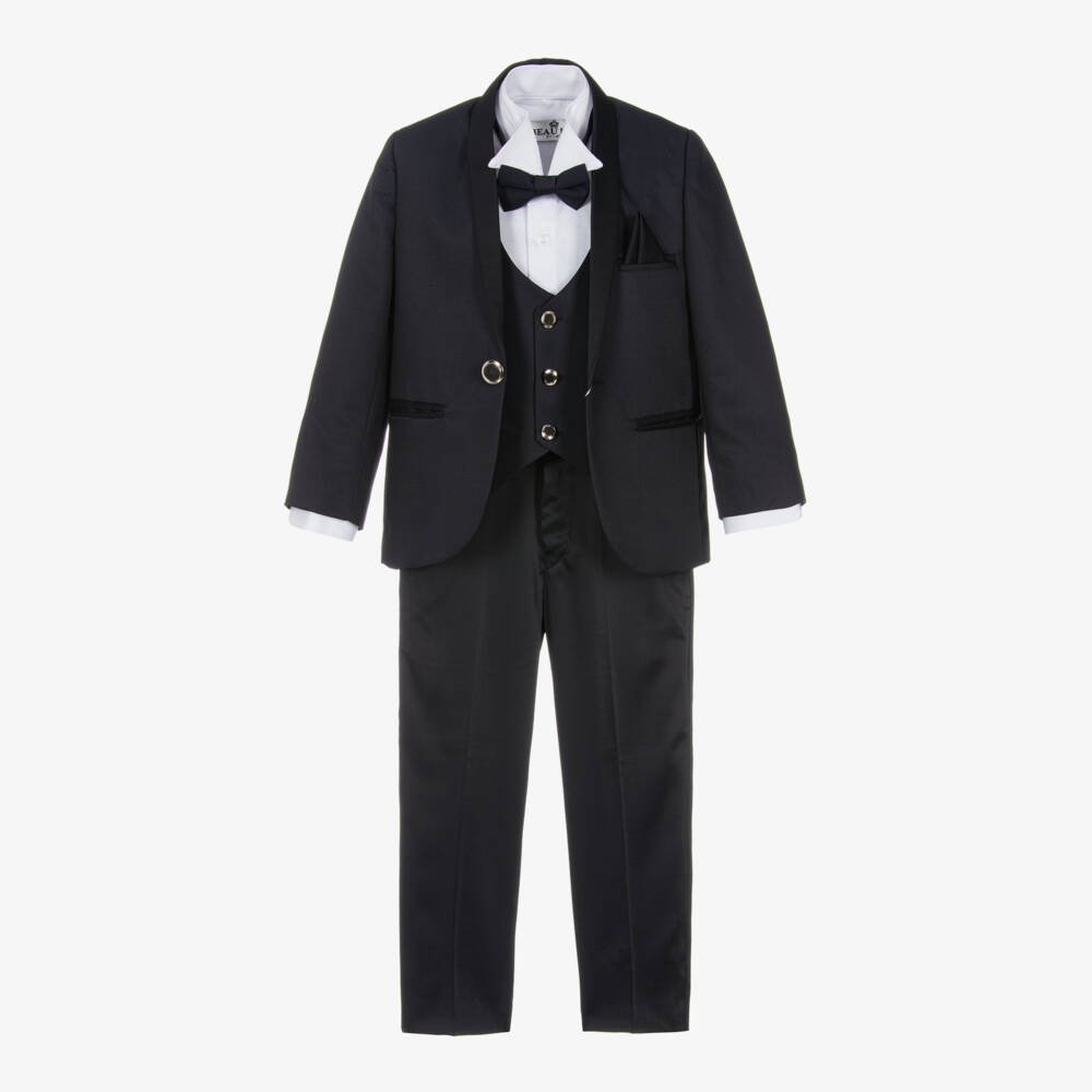 Beau KiD-Boys Navy Blue Tuxedo Suit | Childrensalon Outlet