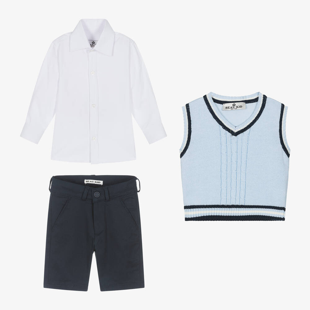 Beau KiD-Boys Navy & Pale Blue Shorts Set | Childrensalon Outlet