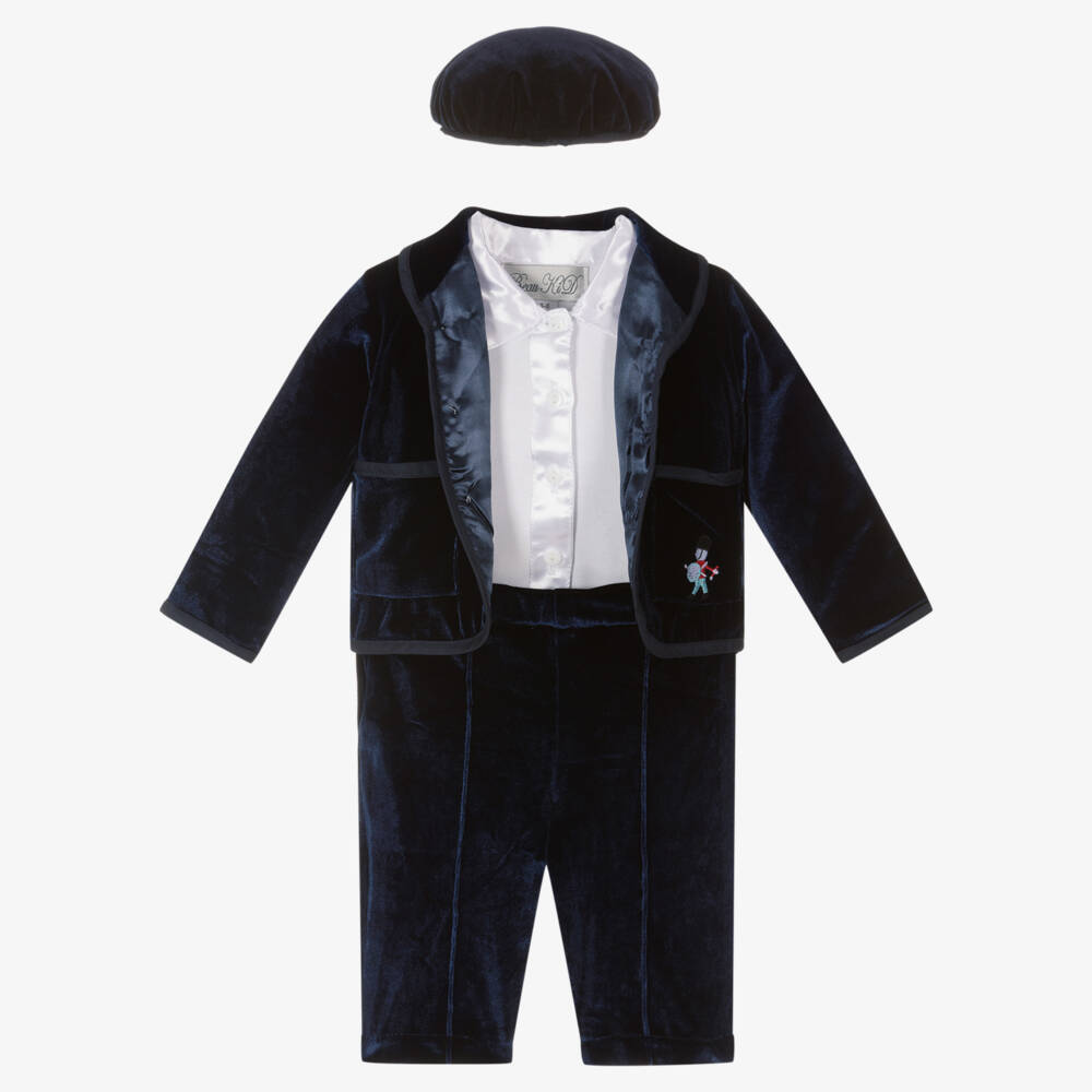 Beau KiD-Boys Navy Velvet Trousers Set | Childrensalon Outlet