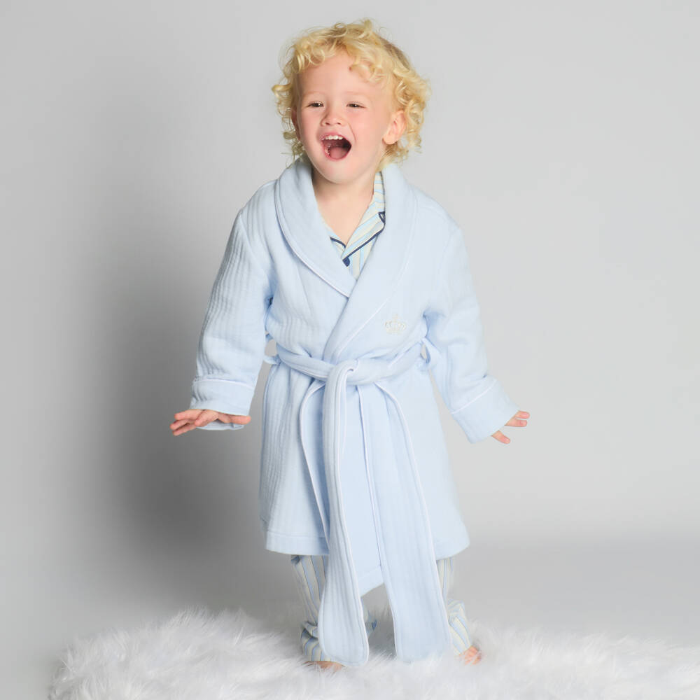 Beau KiD-Boys Pale Blue Cotton Bathrobe | Childrensalon Outlet