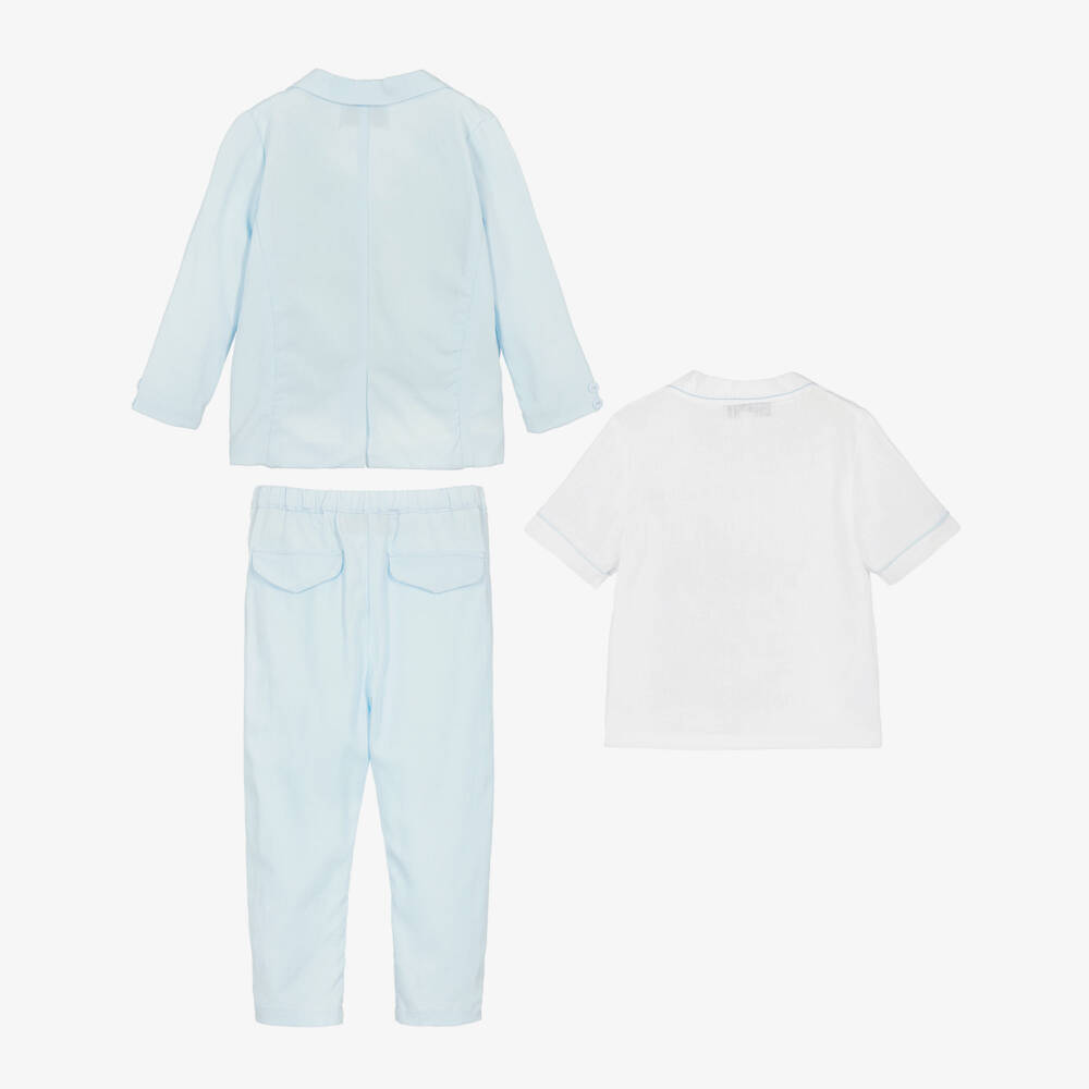 Beau KiD-Boys Pale Blue Cotton Suit & Shirt | Childrensalon Outlet