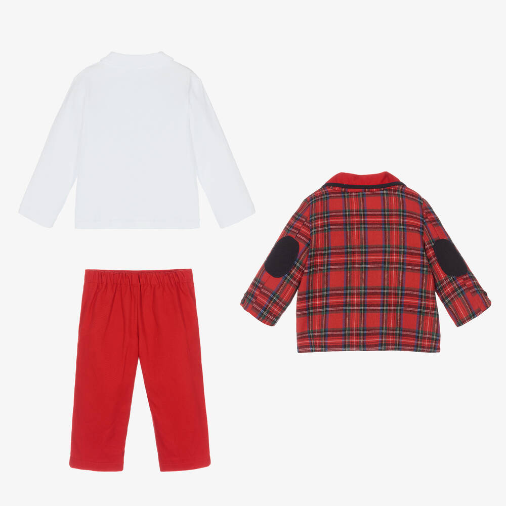 Beau KiD-Boys Red 3 Piece Tartan Suit  | Childrensalon Outlet