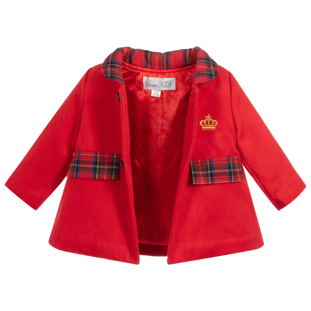 Beau KiD-Комплект пальто с красной шотландкой для мальчиков | Childrensalon Outlet