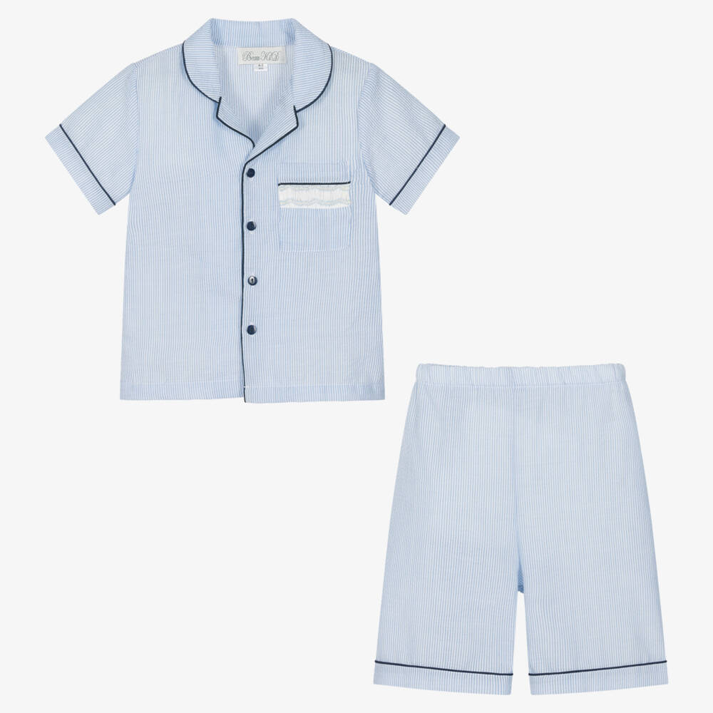 Beau KiD-Boys Seersucker Blue Sleepwear Set | Childrensalon Outlet