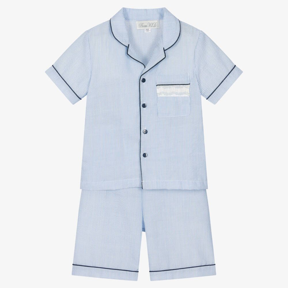 Beau KiD-Пижама из голубого сеерсакера для мальчиков | Childrensalon Outlet