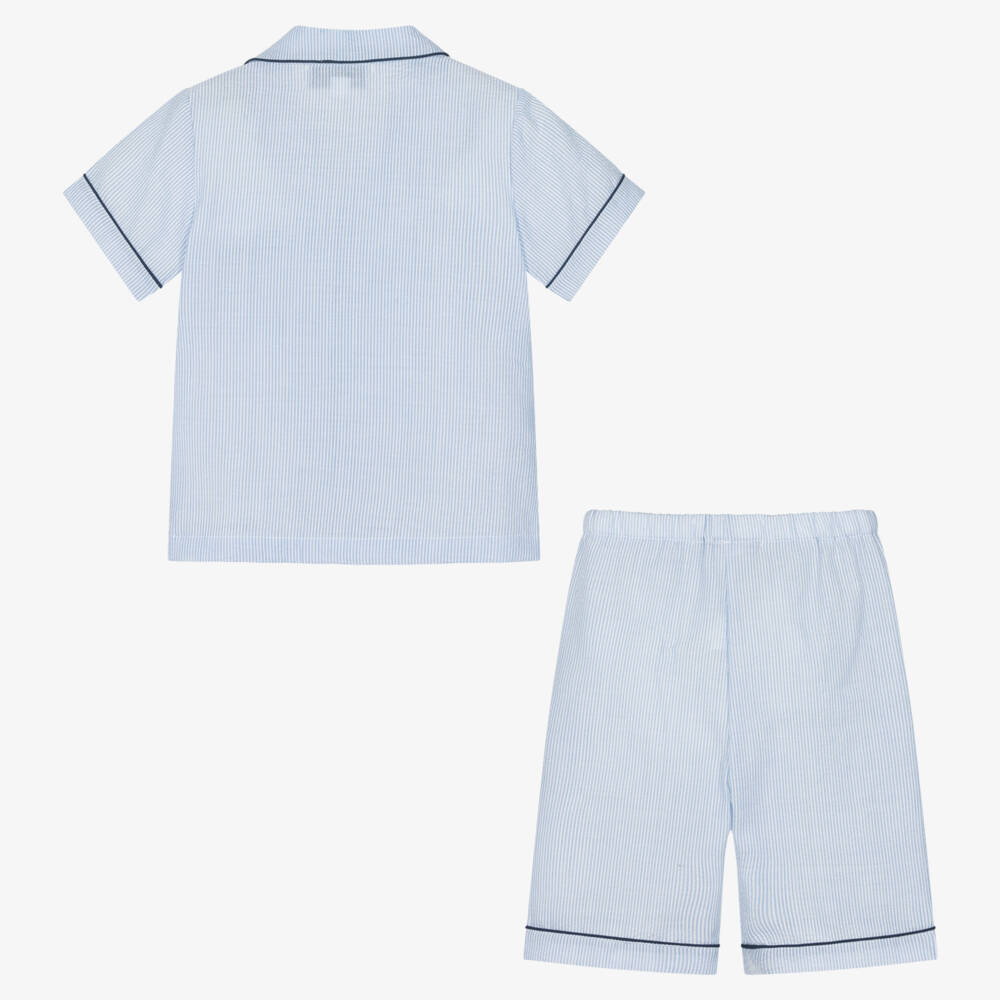 Beau KiD-Boys Seersucker Blue Sleepwear Set | Childrensalon Outlet