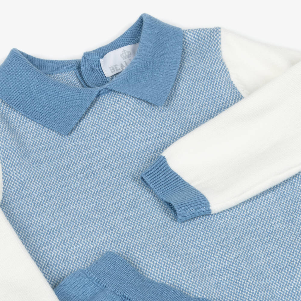 Beau KiD-Boys Soft Blue Knit Outfit | Childrensalon Outlet