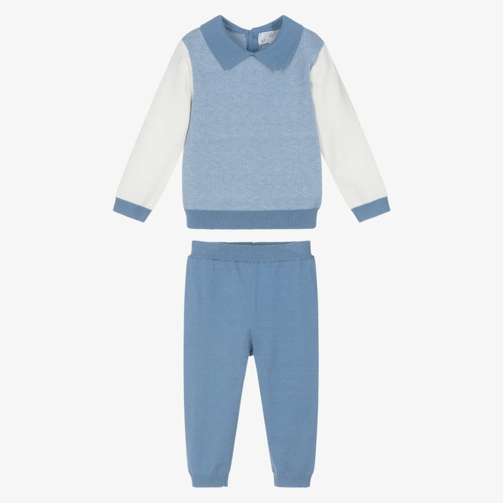 Beau KiD-Boys Soft Blue Knit Outfit | Childrensalon Outlet