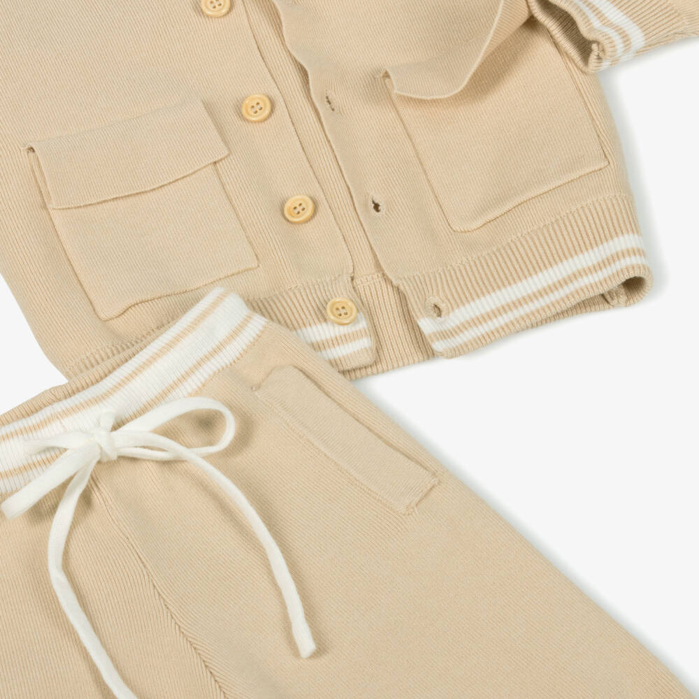 Beau KiD-طقم محبوك بلون البيج للأولاد | Childrensalon Outlet