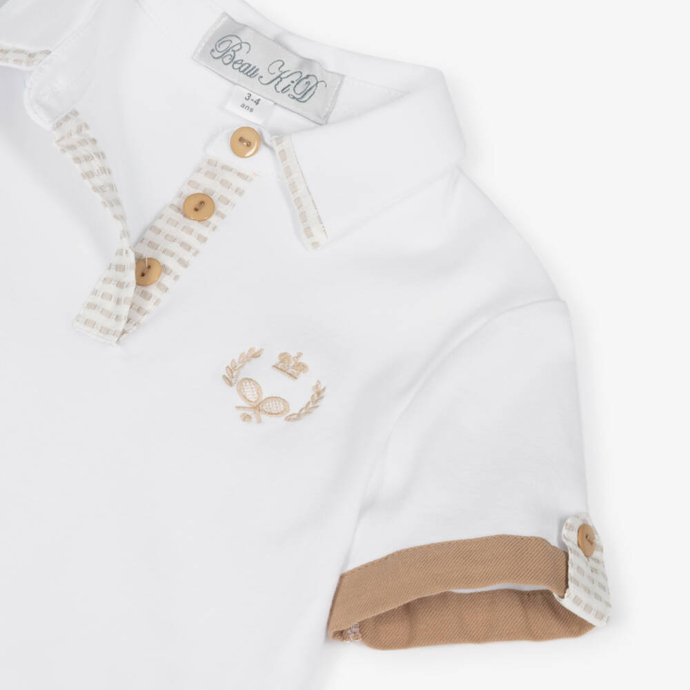 Beau KiD-Белый и бежевый хлопковый комплект для мальчиков | Childrensalon Outlet