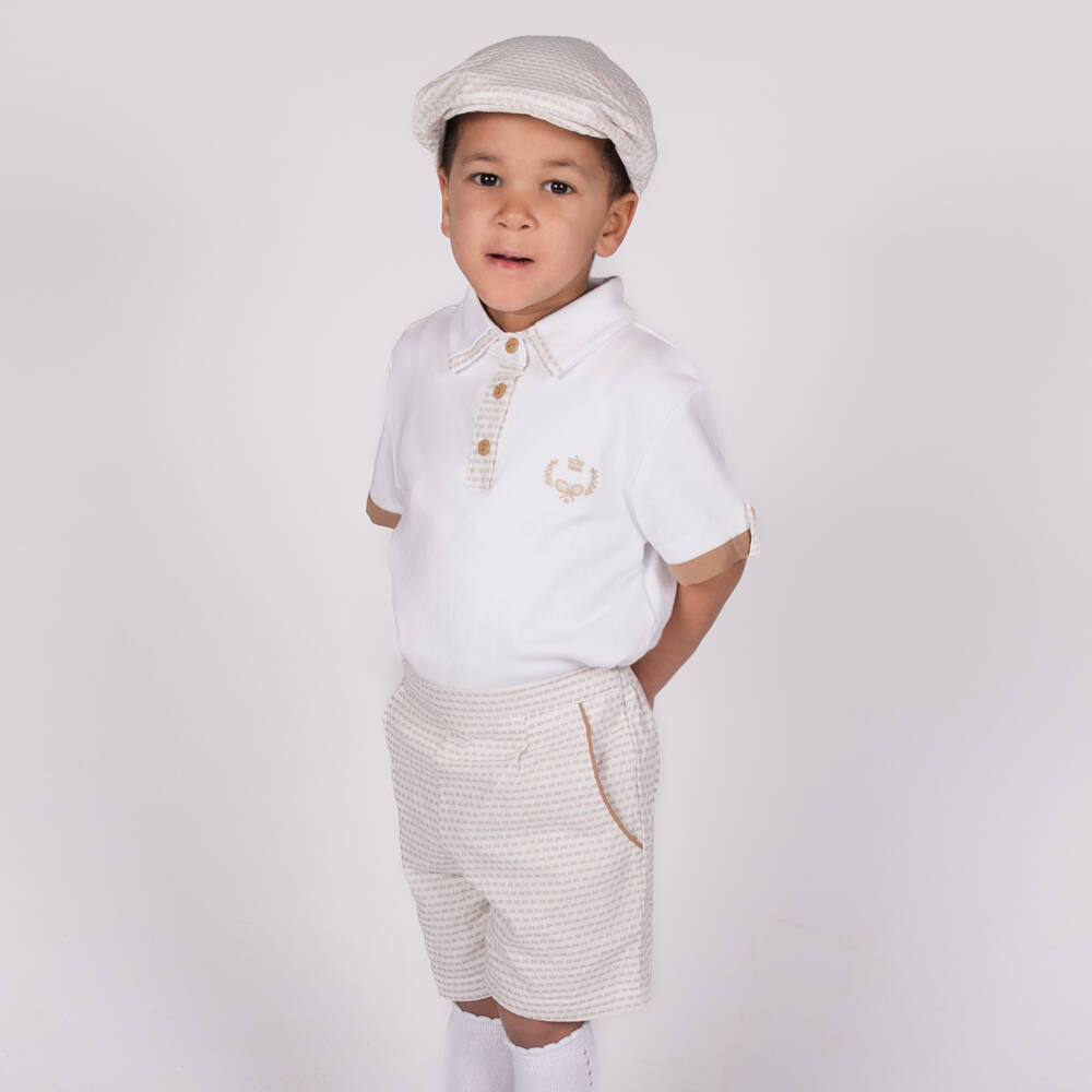 Beau KiD-Белый и бежевый хлопковый комплект для мальчиков | Childrensalon Outlet