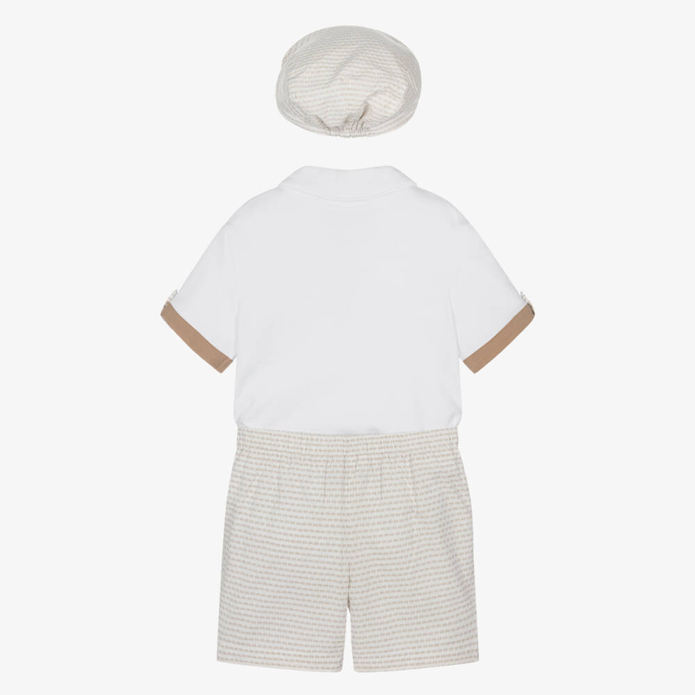 Beau KiD-Белый и бежевый хлопковый комплект для мальчиков | Childrensalon Outlet