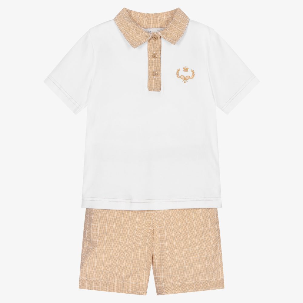 Beau KiD - Белая футболка и бежевые шорты для мальчиков | Childrensalon